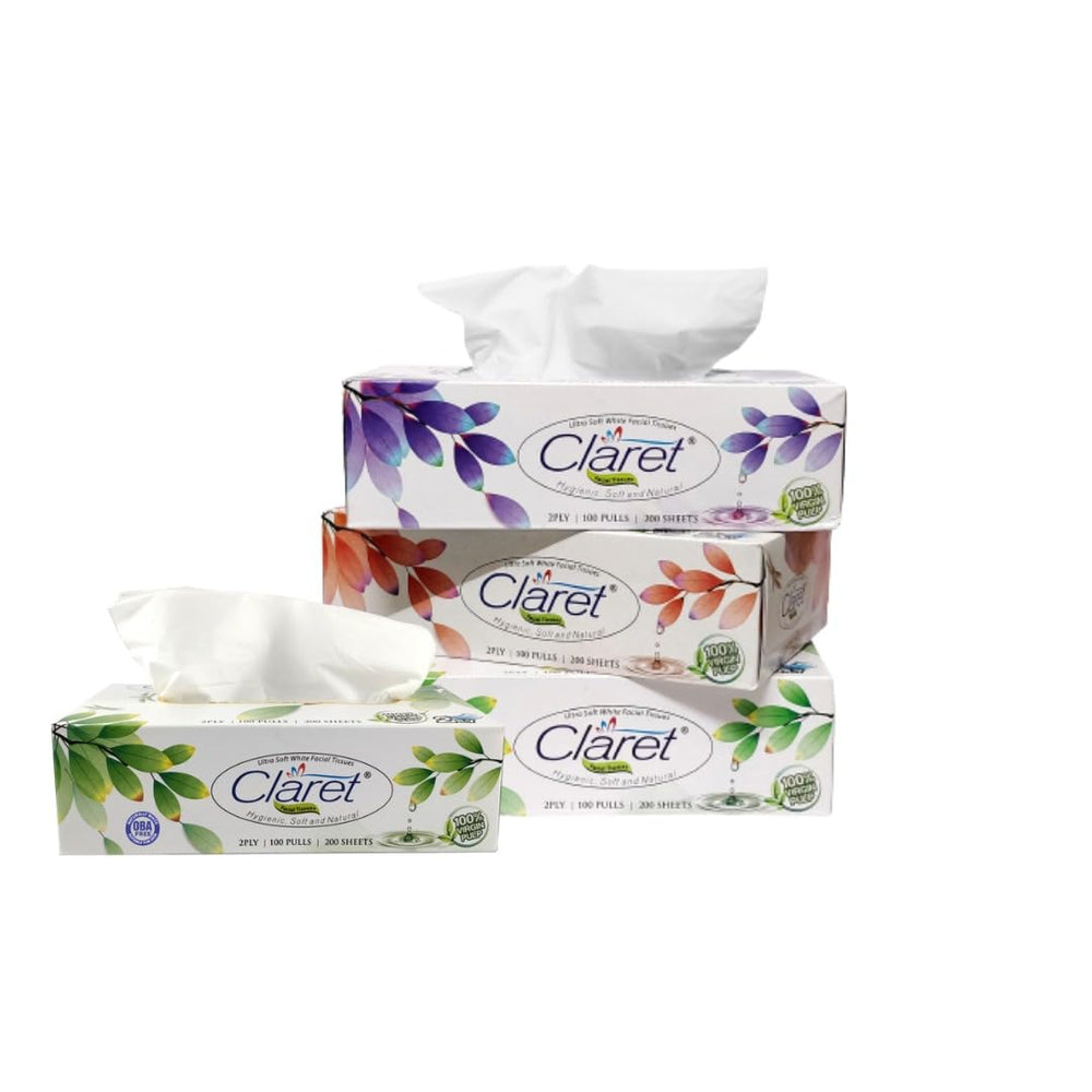 Claret Ultra Soft White Facial Tissues 2Ply