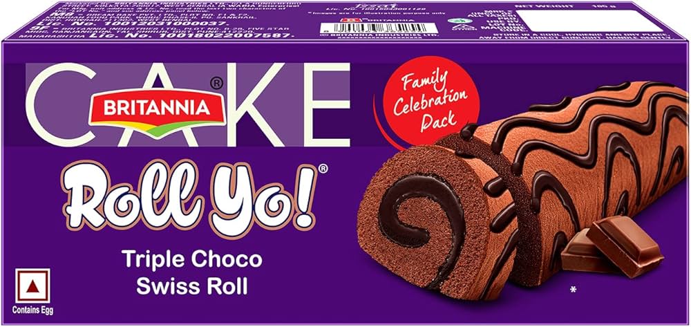 Britannia Cake Roll Yo Triple Choco Swiss Roll 165g