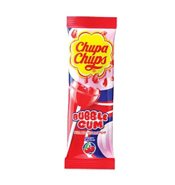 Chupa Chups Cherry Flavour Bubble Gum Filled Lollipop 12g