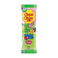 Chupa Chups Sour Green Apple Bubble Gum Filled Lollipop 12g
