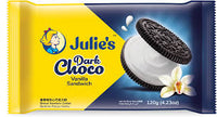 Julie's Dark Choco Vanilla Flavored Cream Sandwich 120g