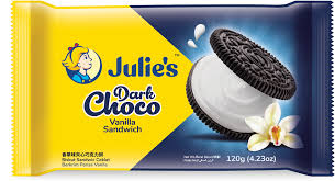 Julie's Dark Choco Vanilla Flavored Cream Sandwich 120g