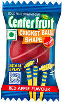 Center Fruit Cricket Ball Shape Red Apple Flavour 4.2g Single