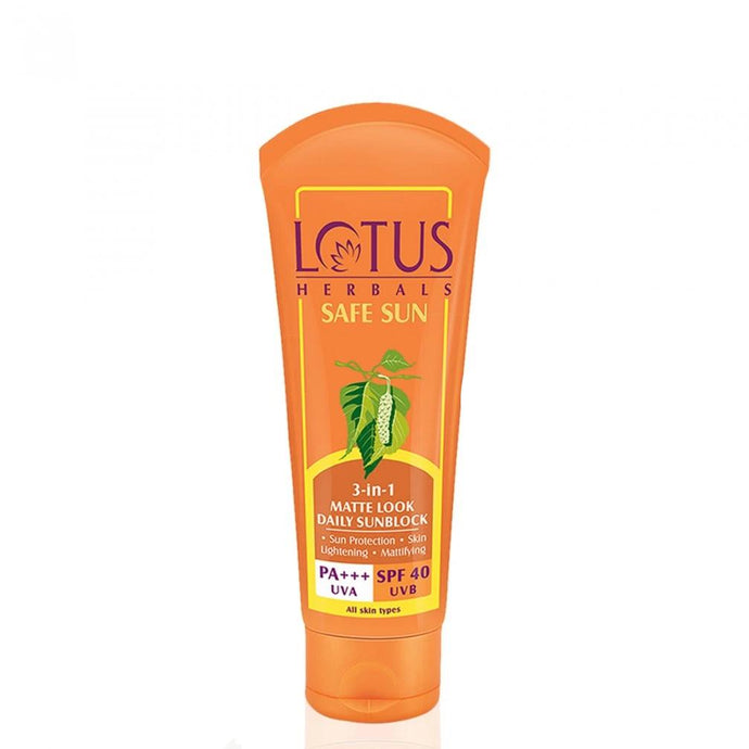 LOTUS HERBALS 3 in 1 Matte Look Daily Sunblock SPF40 PA+++ 100g - Sherza Allstore