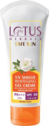 Lotus Herbal Safe Sun UV Shield Whitening Gel Creme SPF50 PA+++